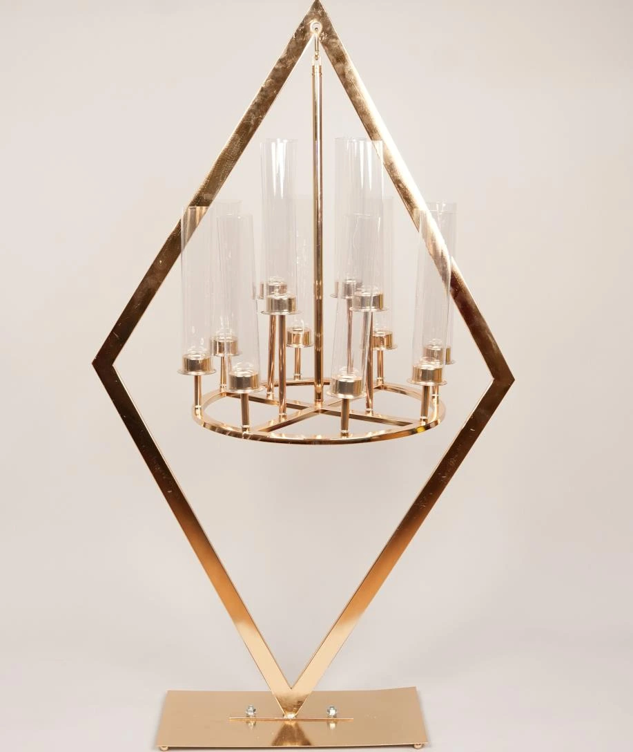Metal Diamond Shape Stand with Candler Holder 63x120 cm